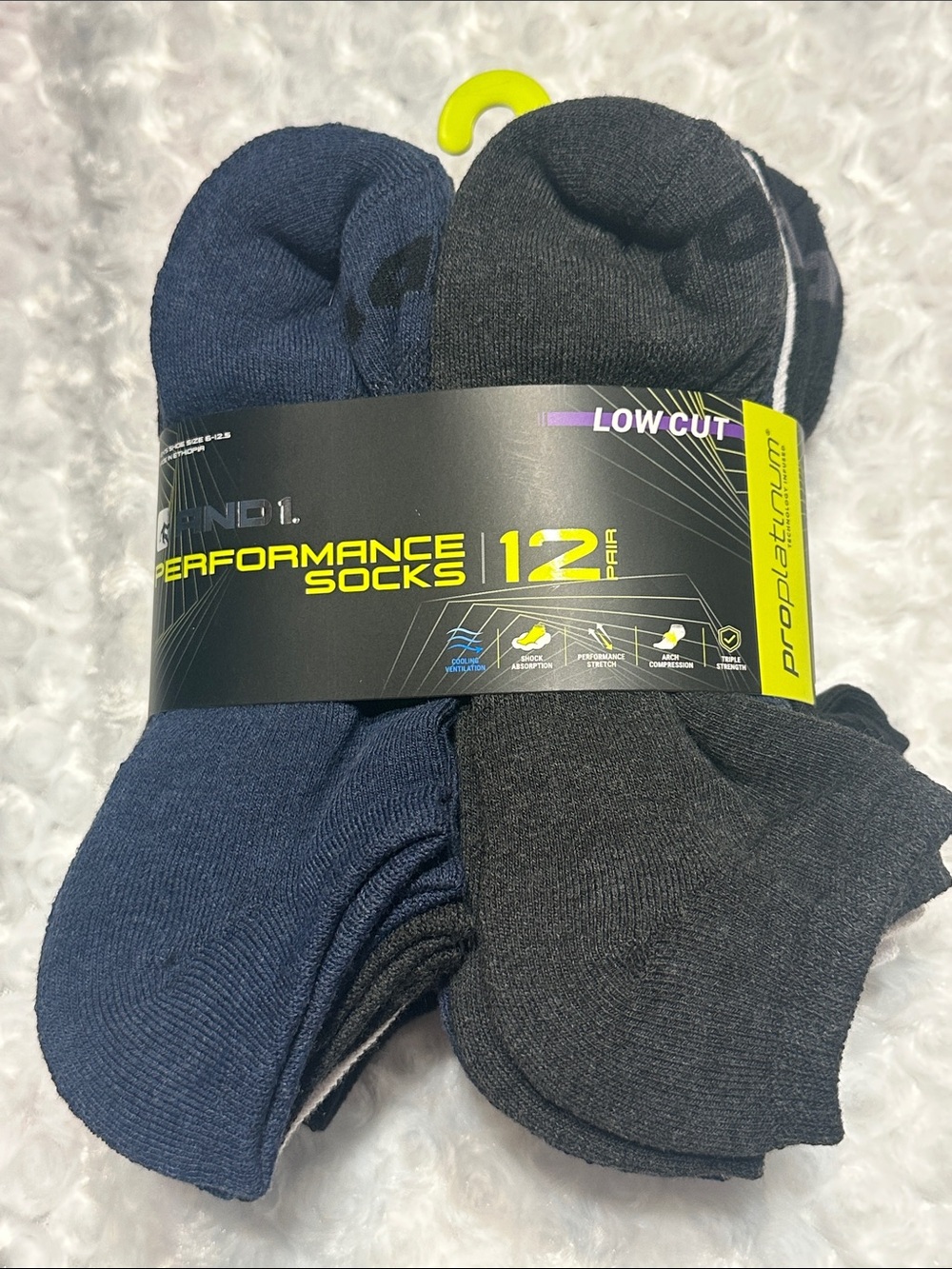 And1 Low-Cut Athletic Socks - Navy & Charcoal, White & Black  (12 Pairs)